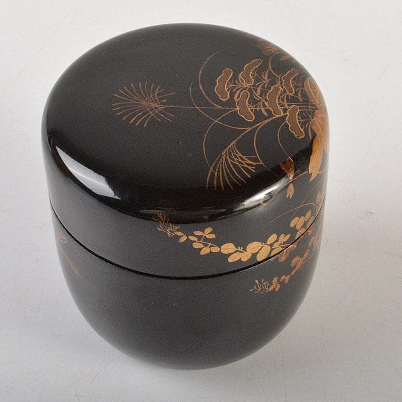 いさ　茶道具　秋草蒔絵　棗　時代箱付　V　6791