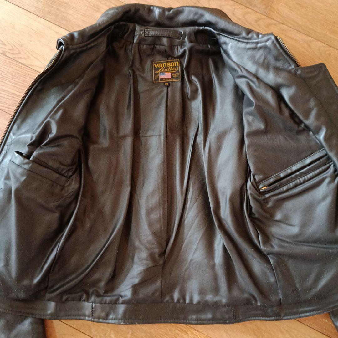 チャリ　vanson 黒 レザージャケット 36 usa製