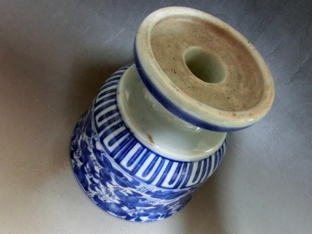 盃洗■染付花唐草紋 古伊万里 酒器 杯洗い(江戸後期～明治期) ベロ藍 時代物