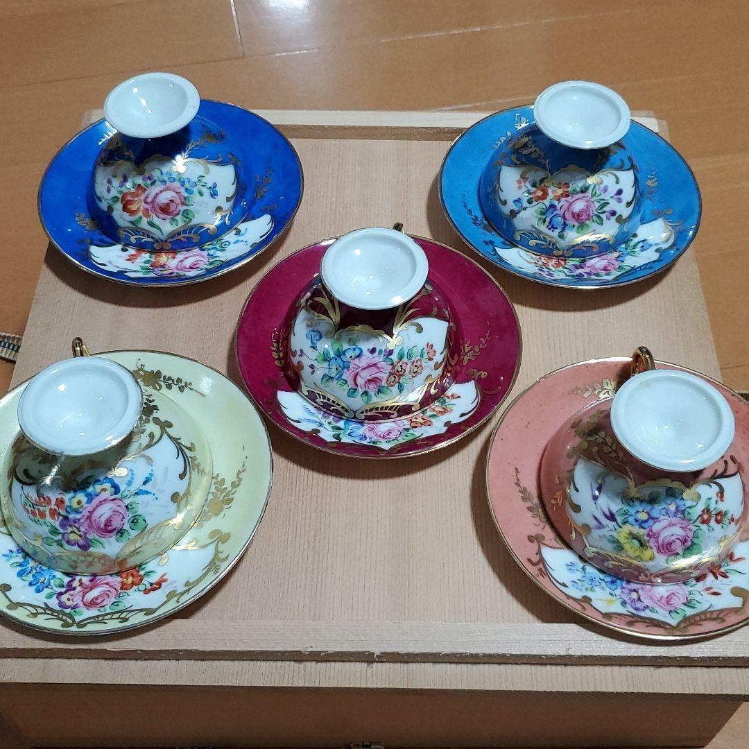 コレクションに　1客単品売りです✨フランス骨董品　アンティークリモージュ　5色