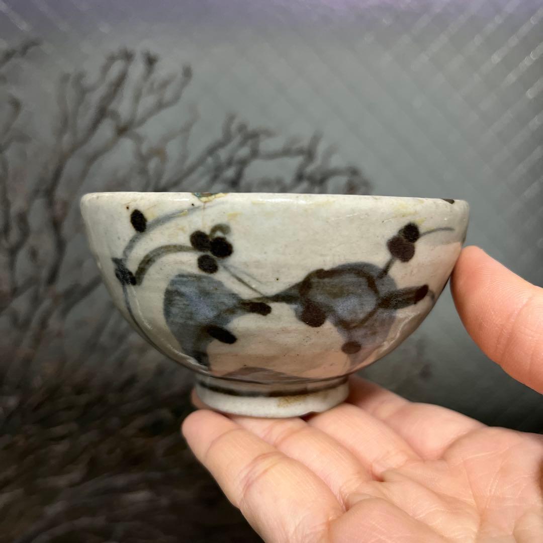 骨董　古伊万里　波佐見焼　染付　くらわんか　茶碗　１客　※金継ぎ直しあり