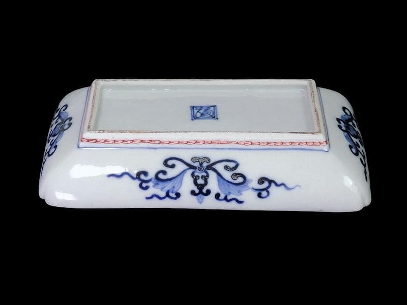 大聖寺伊万里　金襴手　龍に鳳凰　山水紋の図　長皿　356AS-DBl