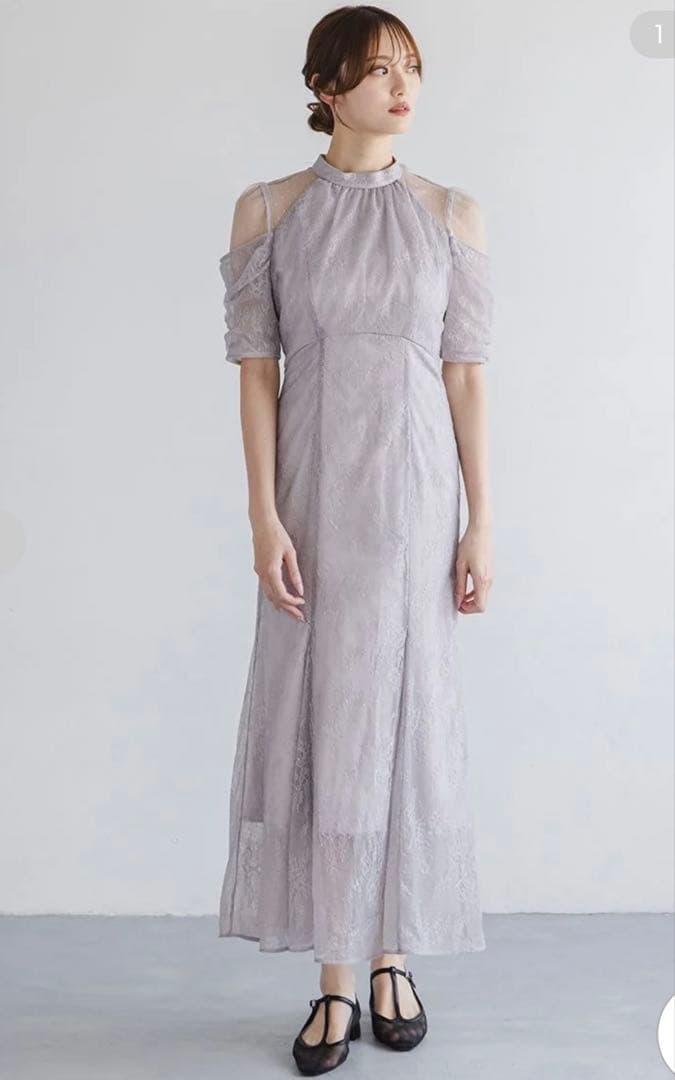 今季2025SS snidel シアーショルダーレースドレス