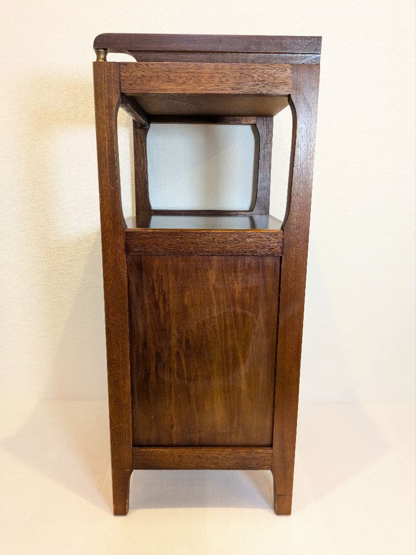 コイズミ キャビネット 電話台 置物台 棚 ガラス扉 格子 レトロ