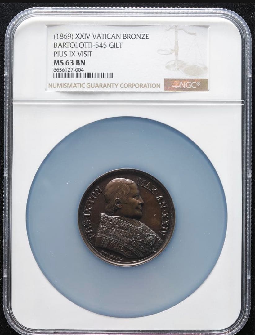 教皇ピウス9世 ブロンズメダル　スラブにGILDの誤表記