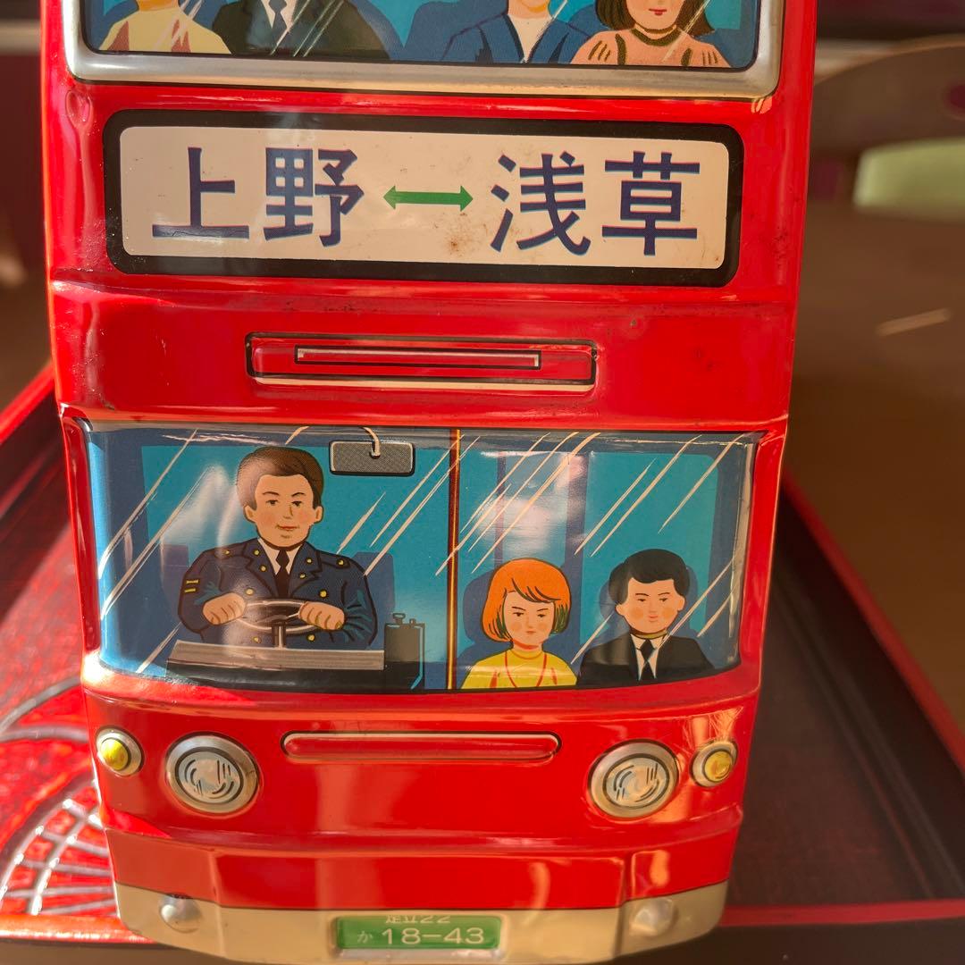 サクラ2階建路線バス(上野↔浅草)　ブリキバス　フリクショントーイ