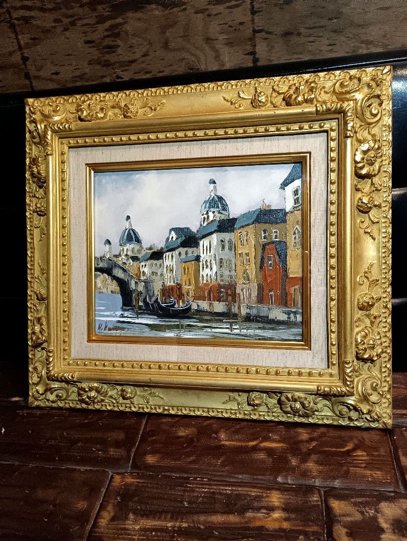 黒沢久 　ベニス　ベネチア　油彩 　サイン　イタリア　ゴールド　水の都　華芳