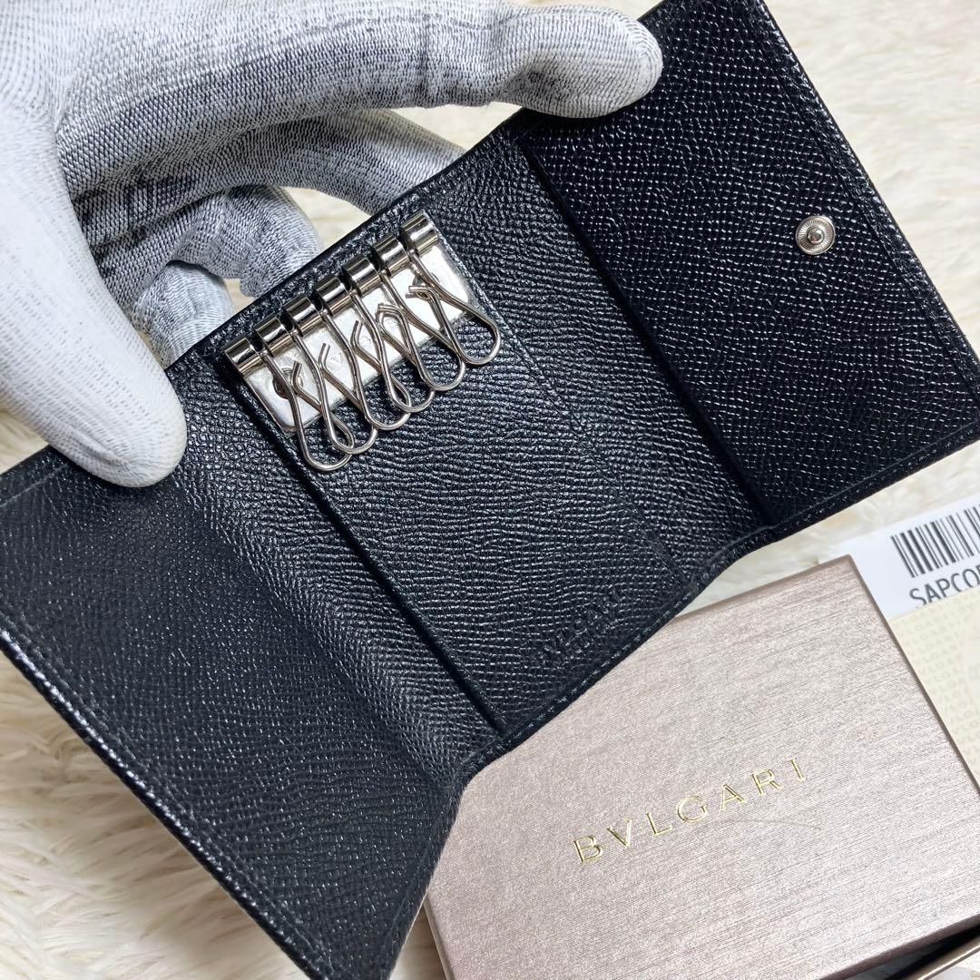 【美品】ブルガリ 6連キーケース ビーゼロワン レザーブラック FRID搭載