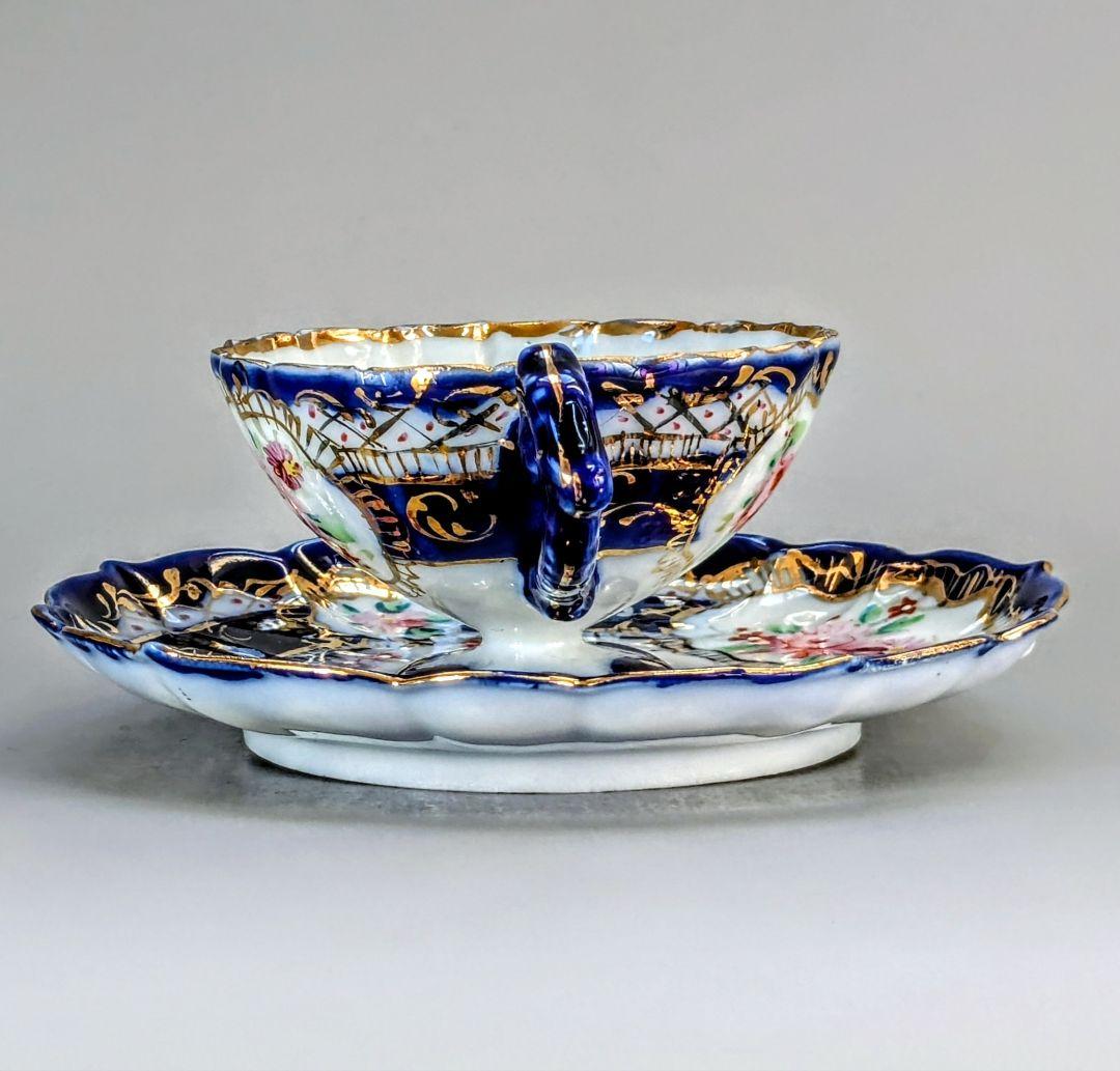 オールドニッポン デミタス 高台ペディスタル C&S 金彩 花文