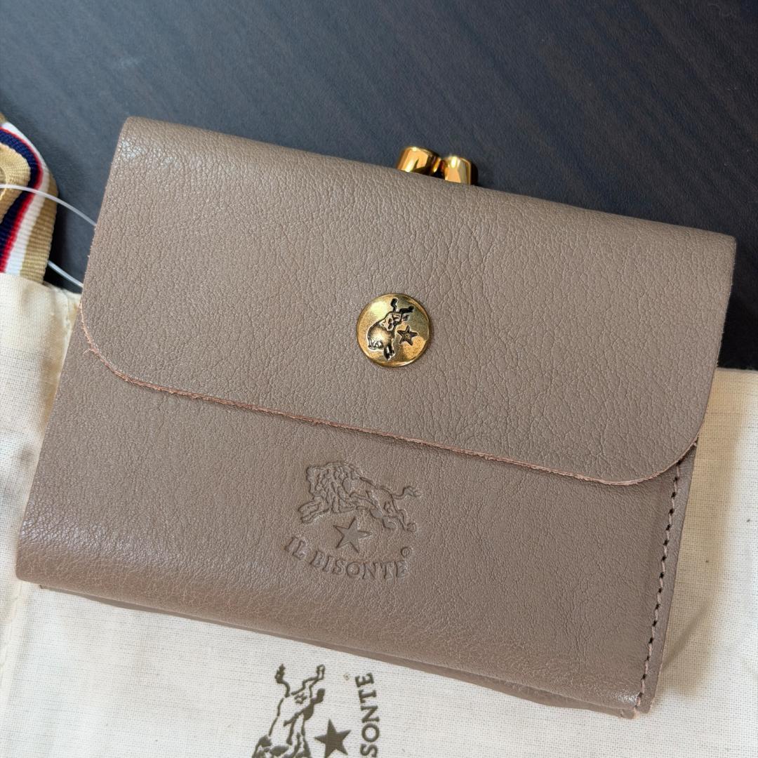 【新品未使用】イルビゾンテ 二つ折り がま口 財布 グレー
