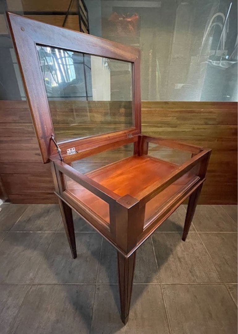 直接引取歓迎 超美品■面取ガラス硝子 コレクションテーブル/ショーケーステーブル