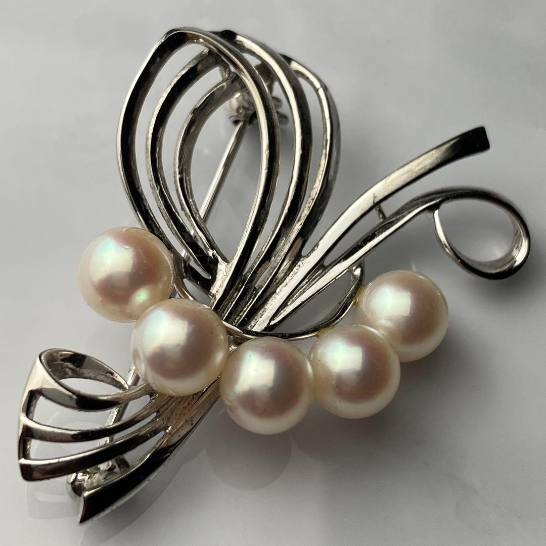 ミキモト あこや 本真珠 パール 5粒 ブローチ
