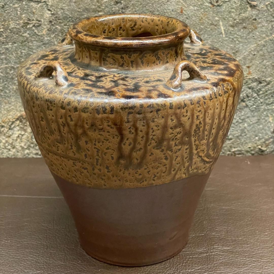 丹波焼 大上昇 立杭 時代物 花瓶 四耳壺 華道具 花器 飾り壺 在銘 古玩