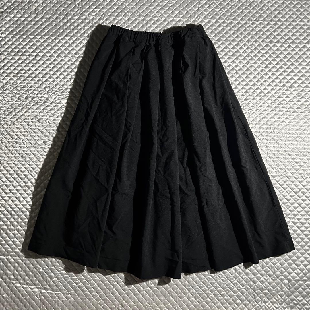 AD2016 archive ポリ縮ボリュームフレアスカート 黒 縮絨