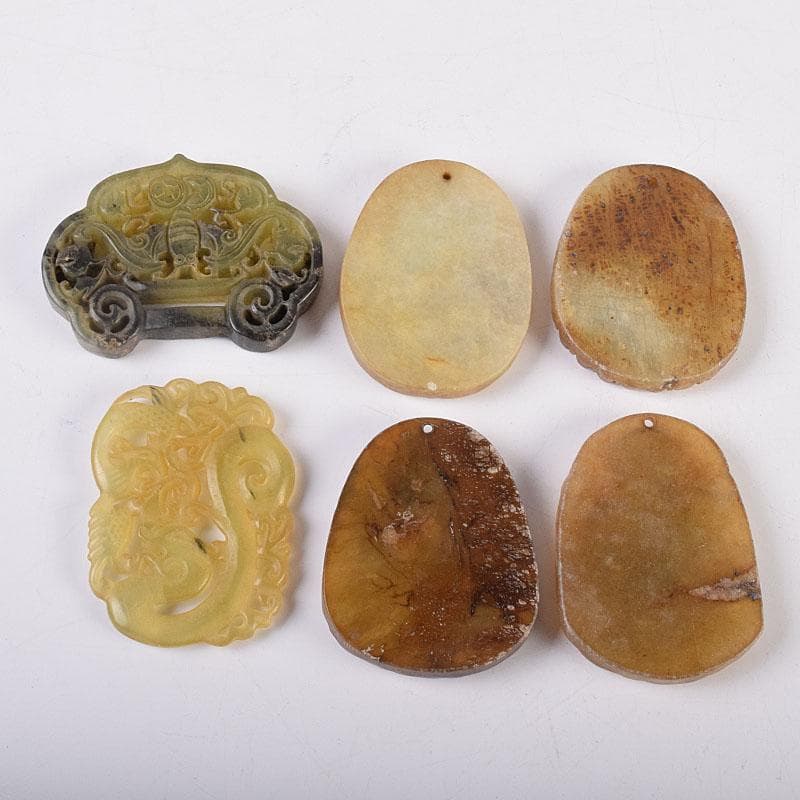 中国　玉石彫刻　玉器　玉珮　根付　11点まとめて　V　R8957