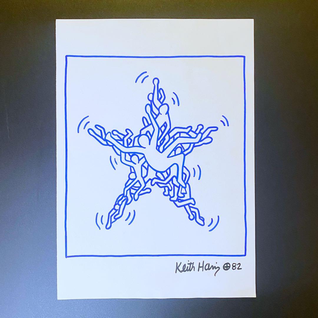 希少! 模写 キース・ヘリング ミクストメディア 原画 証明書 額装済 サイン入