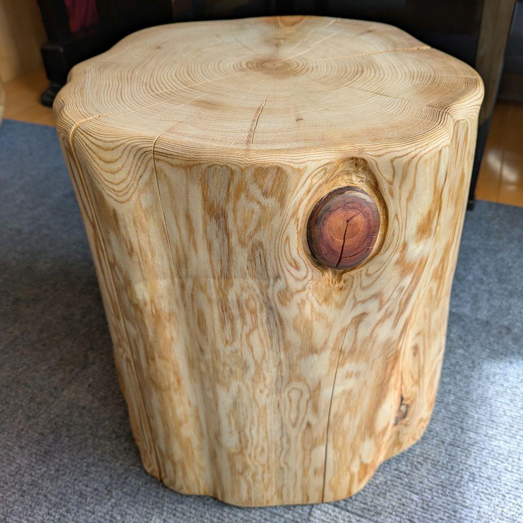 天然ヒバ　切り株　丸太　椅子　スツール　テーブル　高さ約35.5㎝