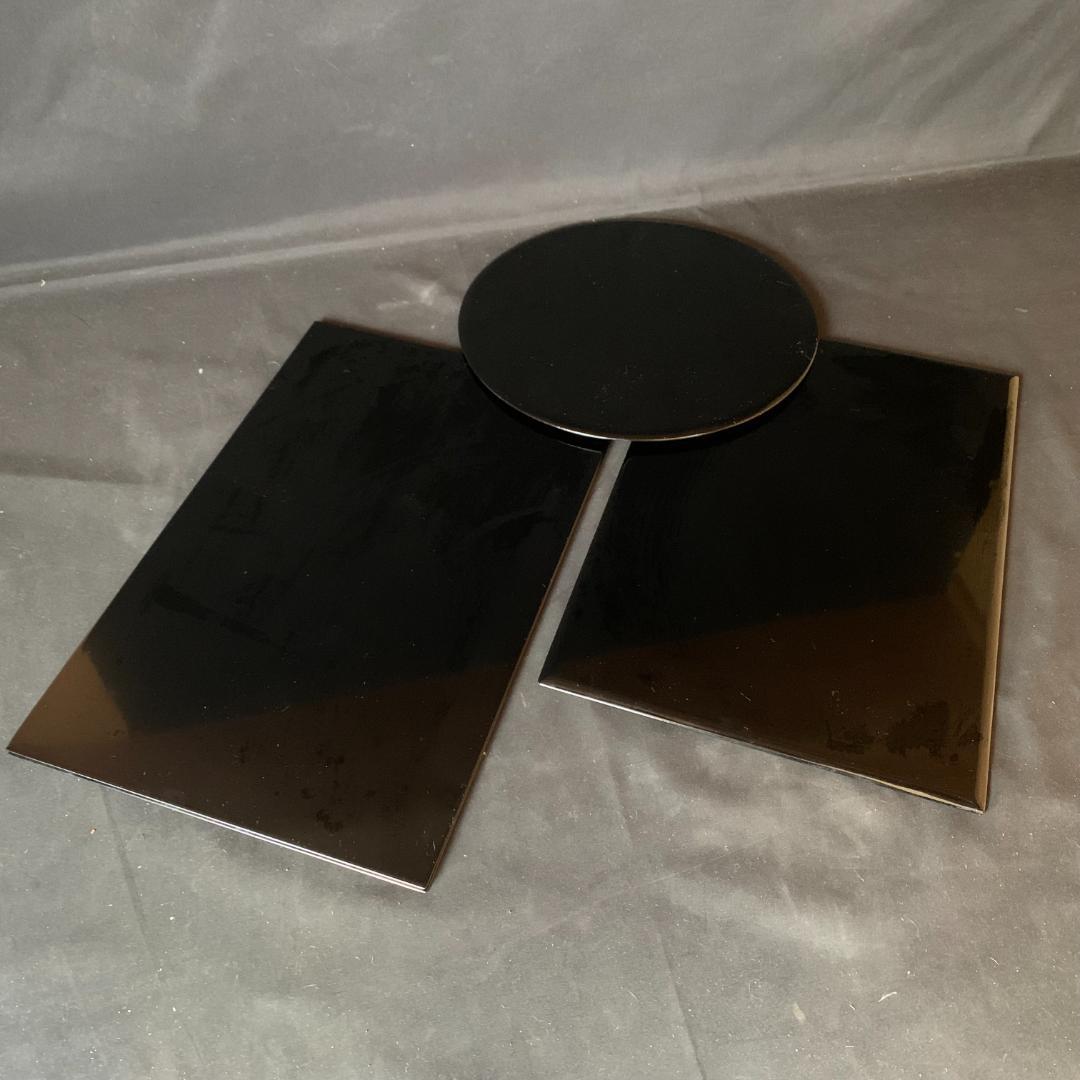 ほぼ未使用 黒真塗 薄板 三枚組 茶道具 丸香台蛤板矢筈板863