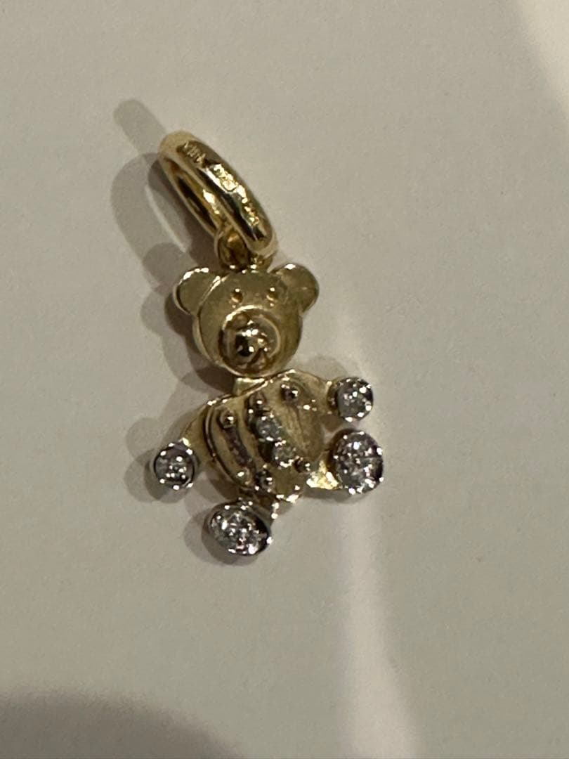 ポメラート K18YG/WG ダイヤモンド ペンダント オルセット テディベア