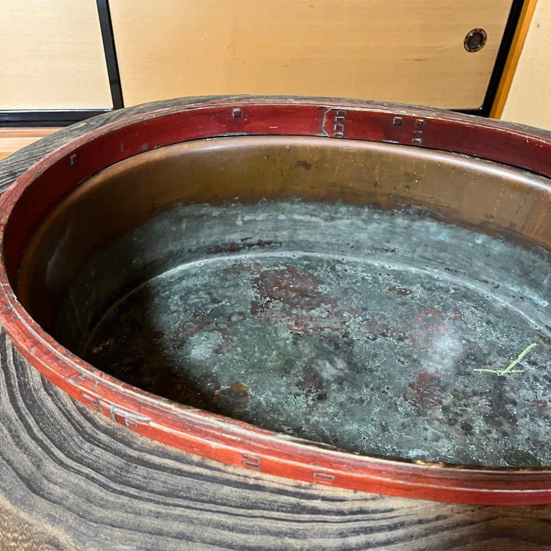 ヴィンテージ　希少　丸太くり抜き　大火鉢　古道具