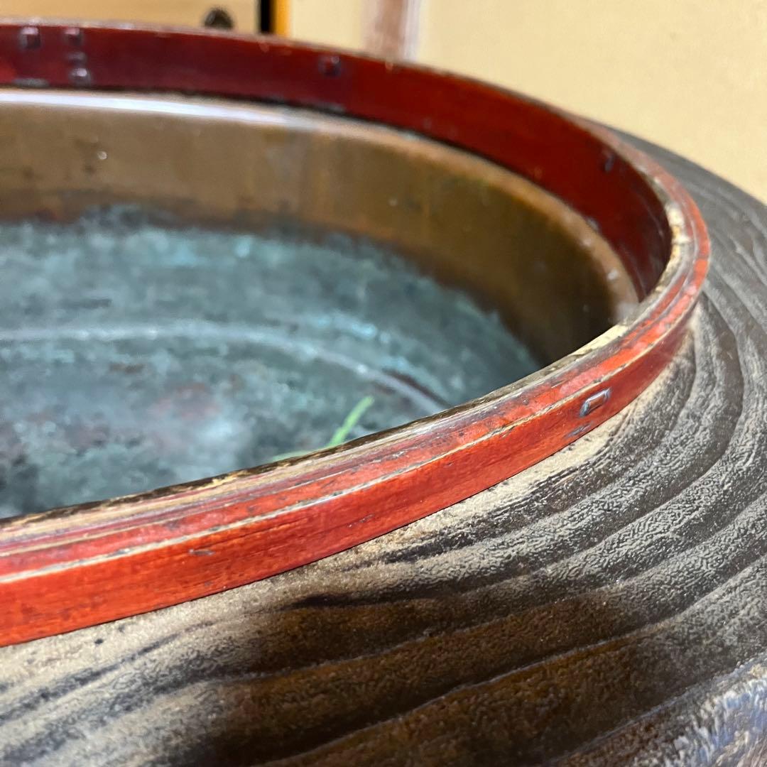 ヴィンテージ　希少　丸太くり抜き　大火鉢　古道具