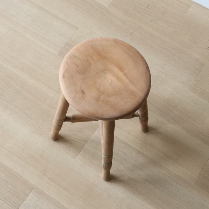 Aアンティーク 木製 無塗装 無垢材 丸スツール 古家具 カエデ ブナ
