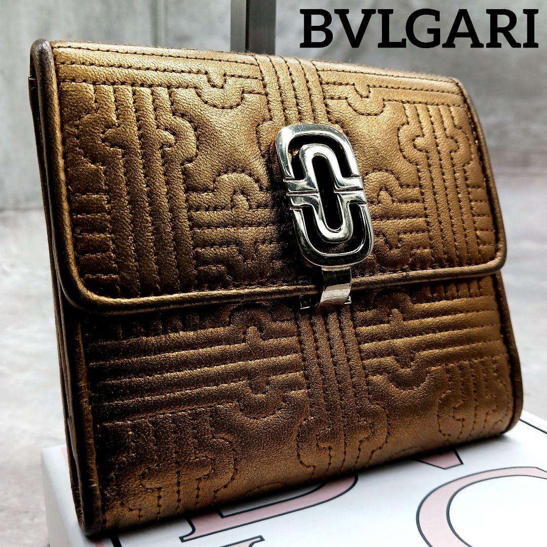 ✨廃盤.希少✨ ブルガリ パレンテ クリップ開閉 レディース 折財布 ゴールド
