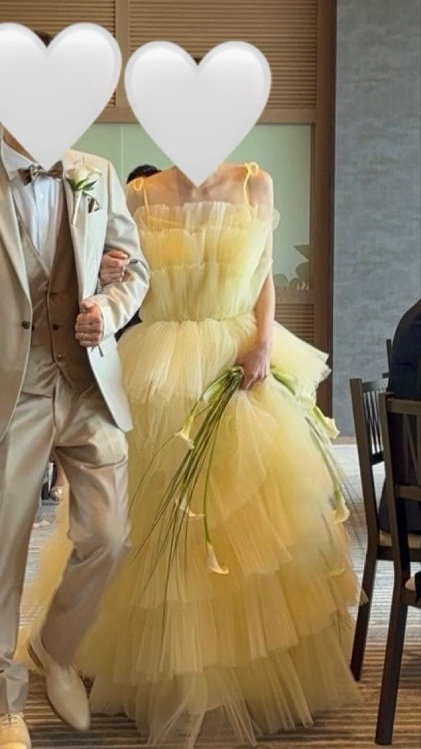イエロー ウェディングドレス　お色直し