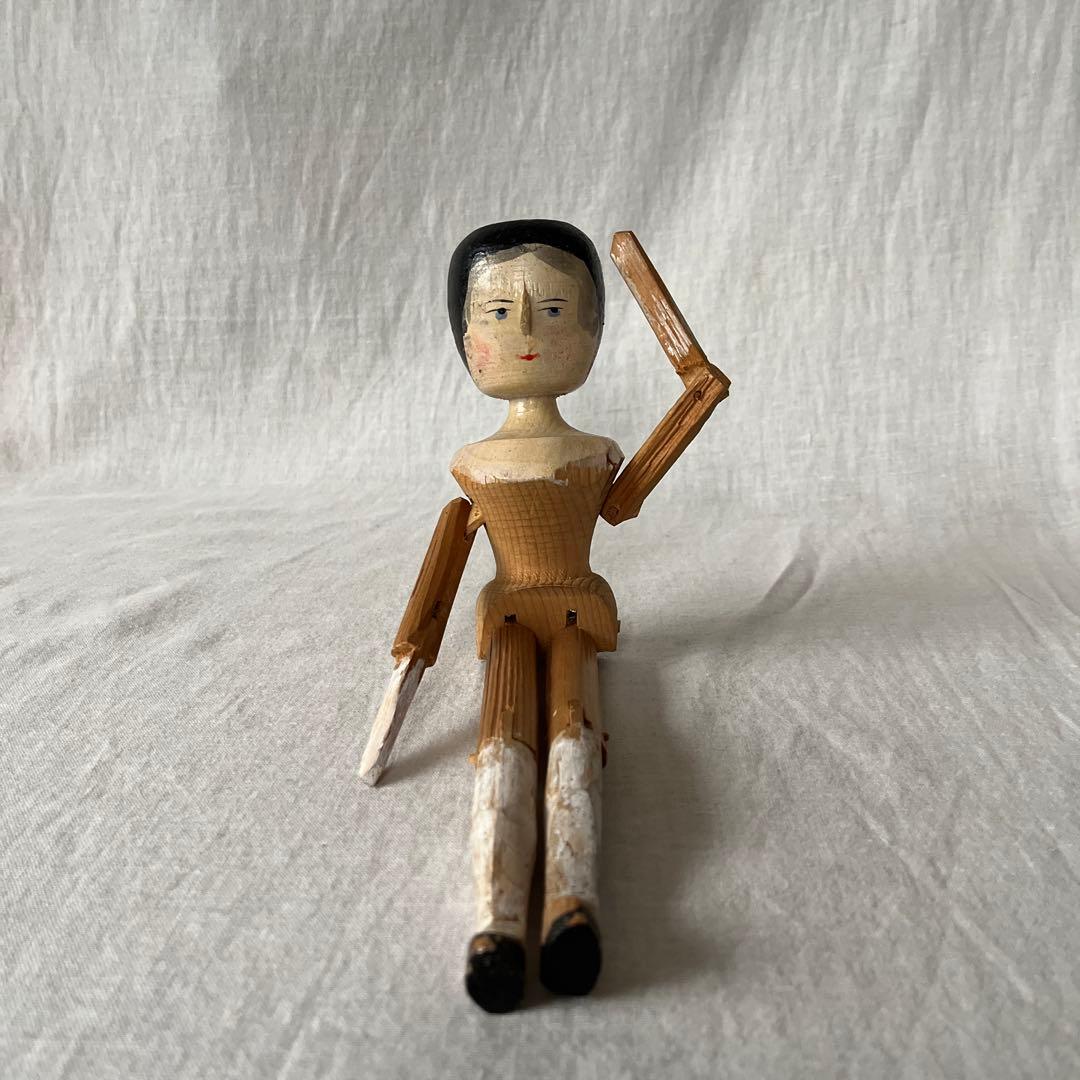 ま*ん様 アンティーク　ペグドール　ウッデンドール　おすわり