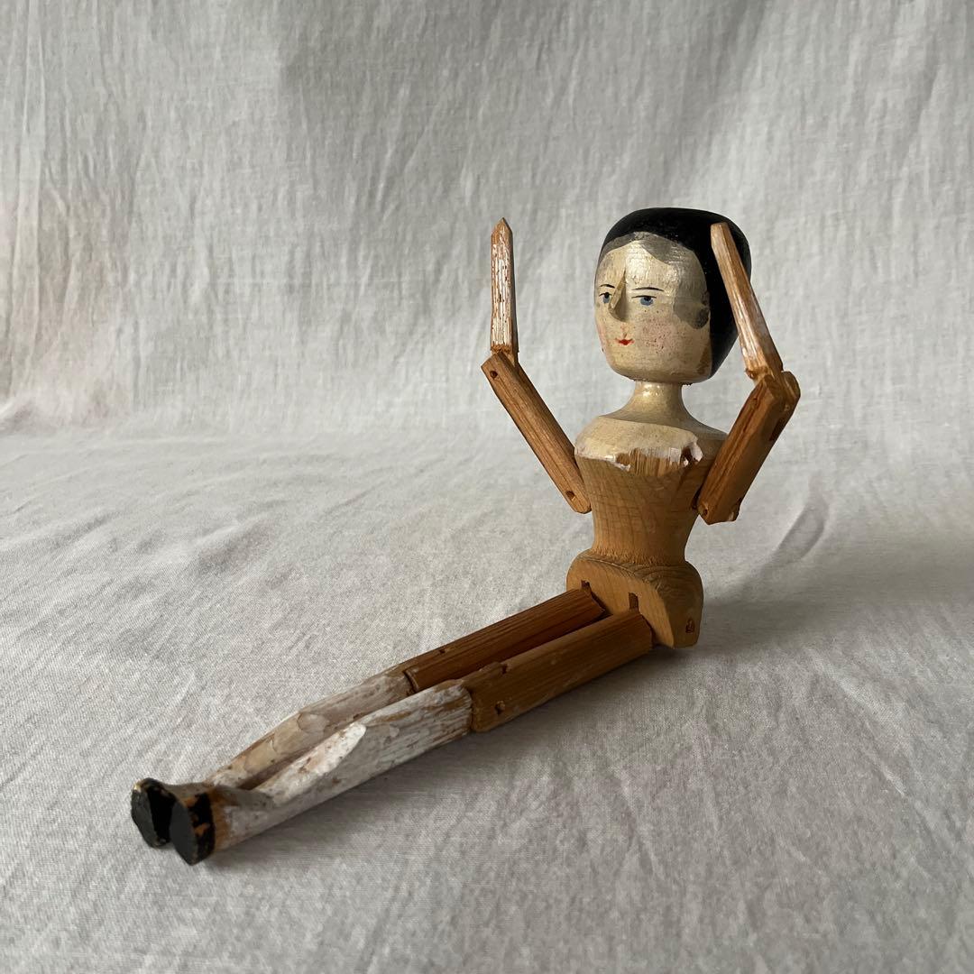 ま*ん様 アンティーク　ペグドール　ウッデンドール　おすわり