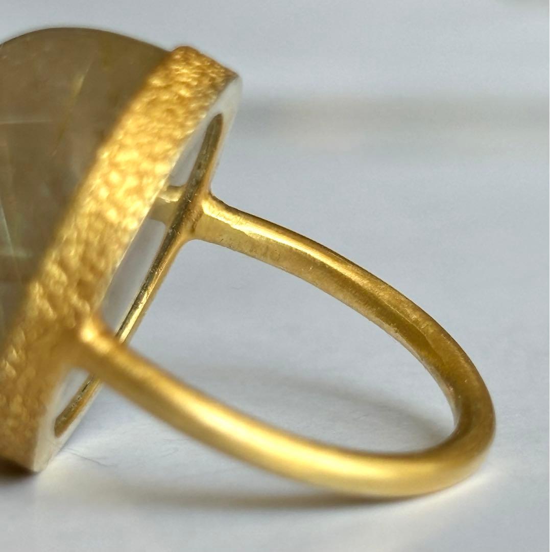 大粒ゴールドルチルクォーツリングK10 インドジュエリー マリハ マリーエレーヌ