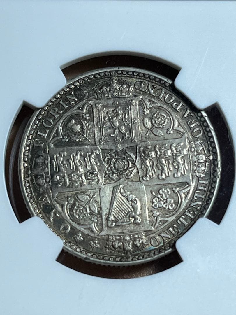 1849⭐️ゴッドレス フローリン 銀貨AU58⭐️ビクトリア⭐️イギリス ★ゴチック