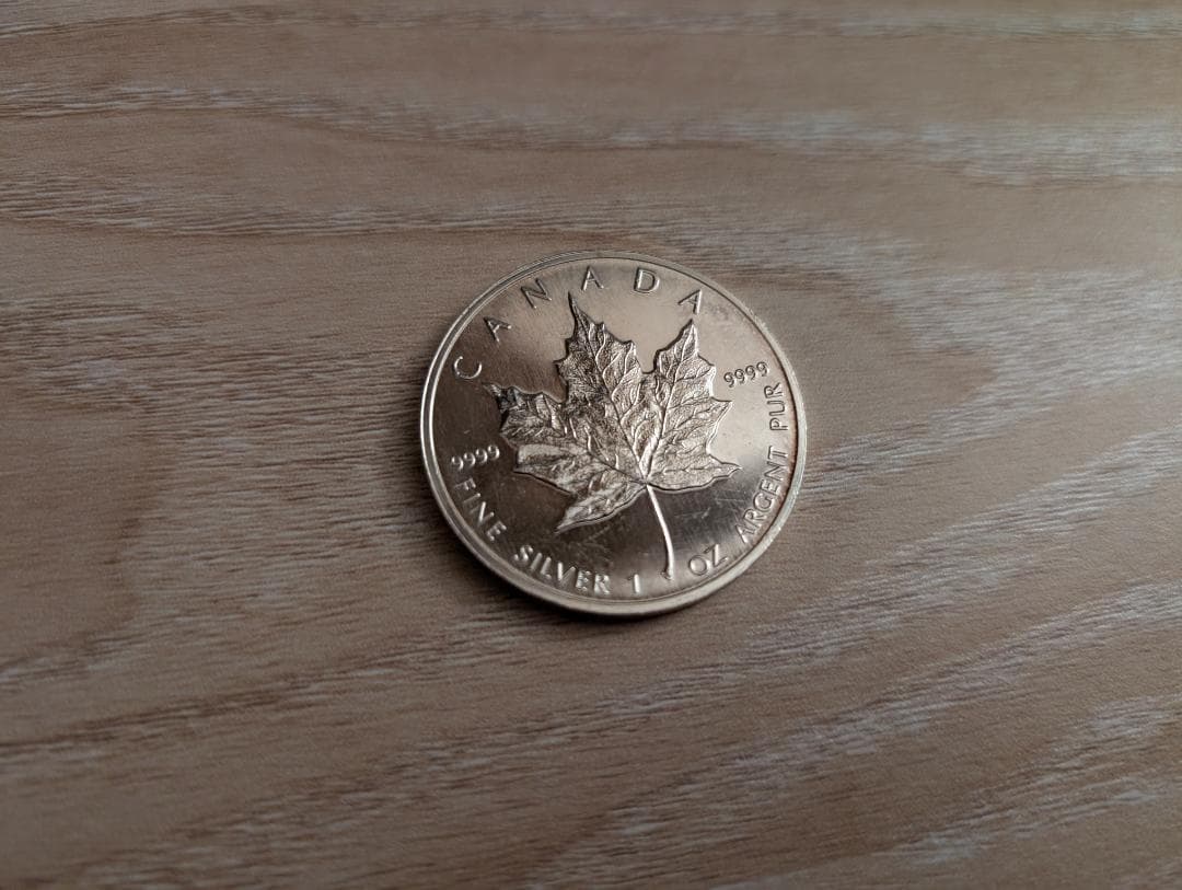 1991年 カナダ メイプルリーフ銀貨 5ドル