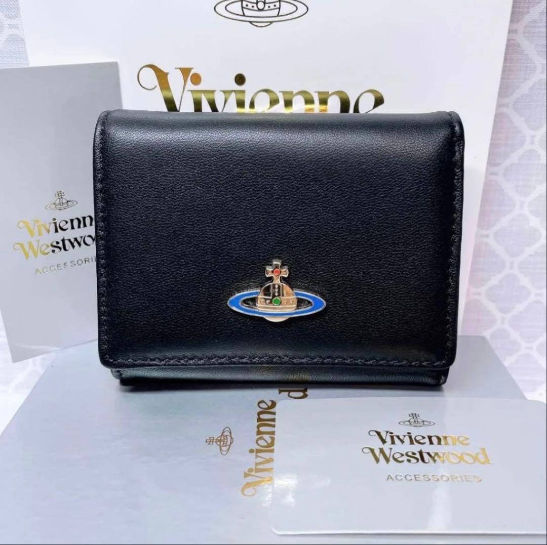 【ショッパー付】新品 ヴィヴィアン・ウエストウッド 三つ折り財布 ブラック