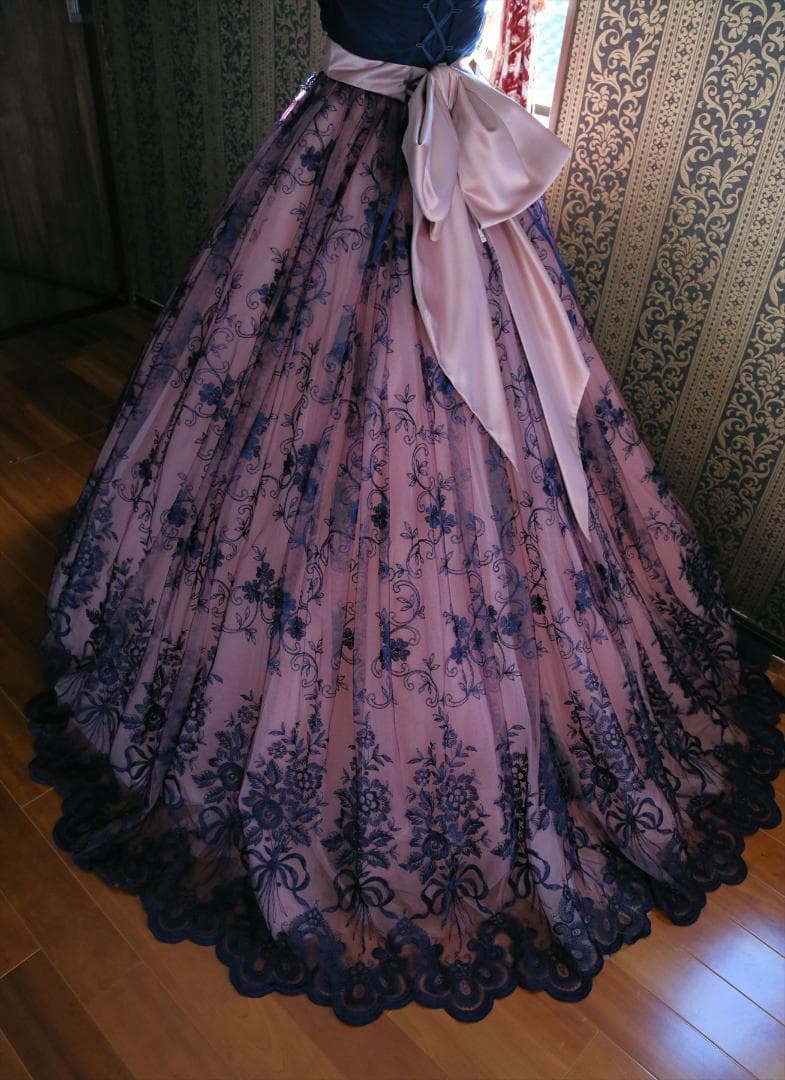 569グレースコンチネンタル高級ウエディングドレス7号9号11号紺カラードレス