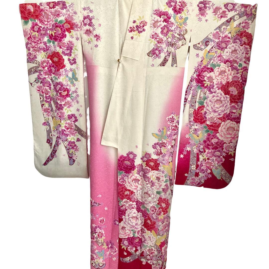 白 赤 ピンク 振袖4点セット‼️お振袖セット‼️TM NO121 フルセット