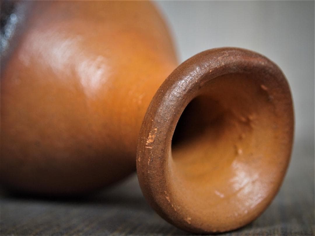 希少作★森岡成好★とくり（南蛮窯変徳利）★共箱★緋色