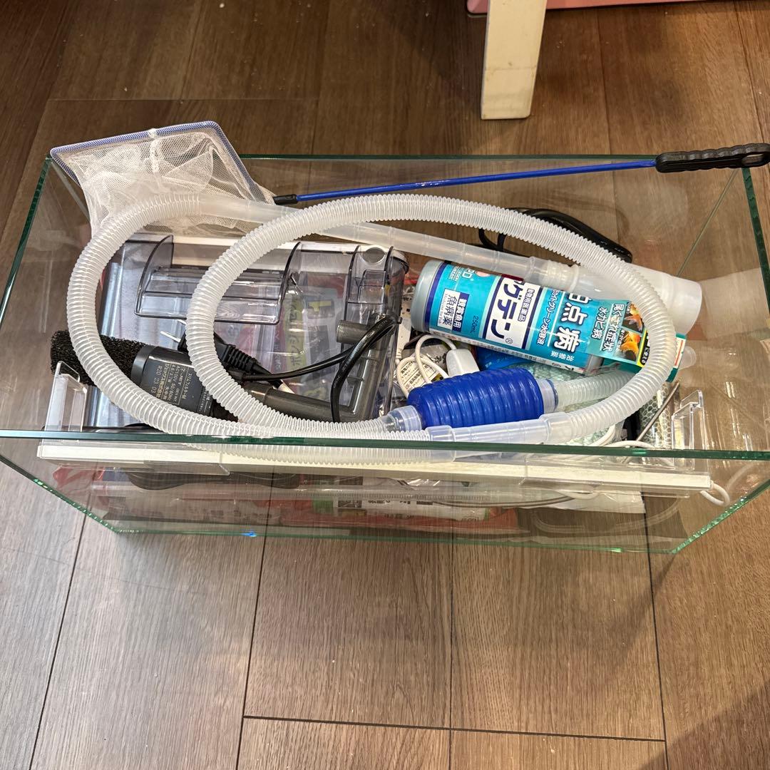 中型ガラス水槽とGEXフィルター・エアポンプセット