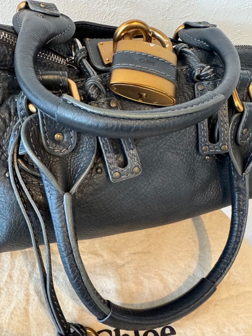 クロエ パディントン ハンドバッグ レザー　ダークグレー