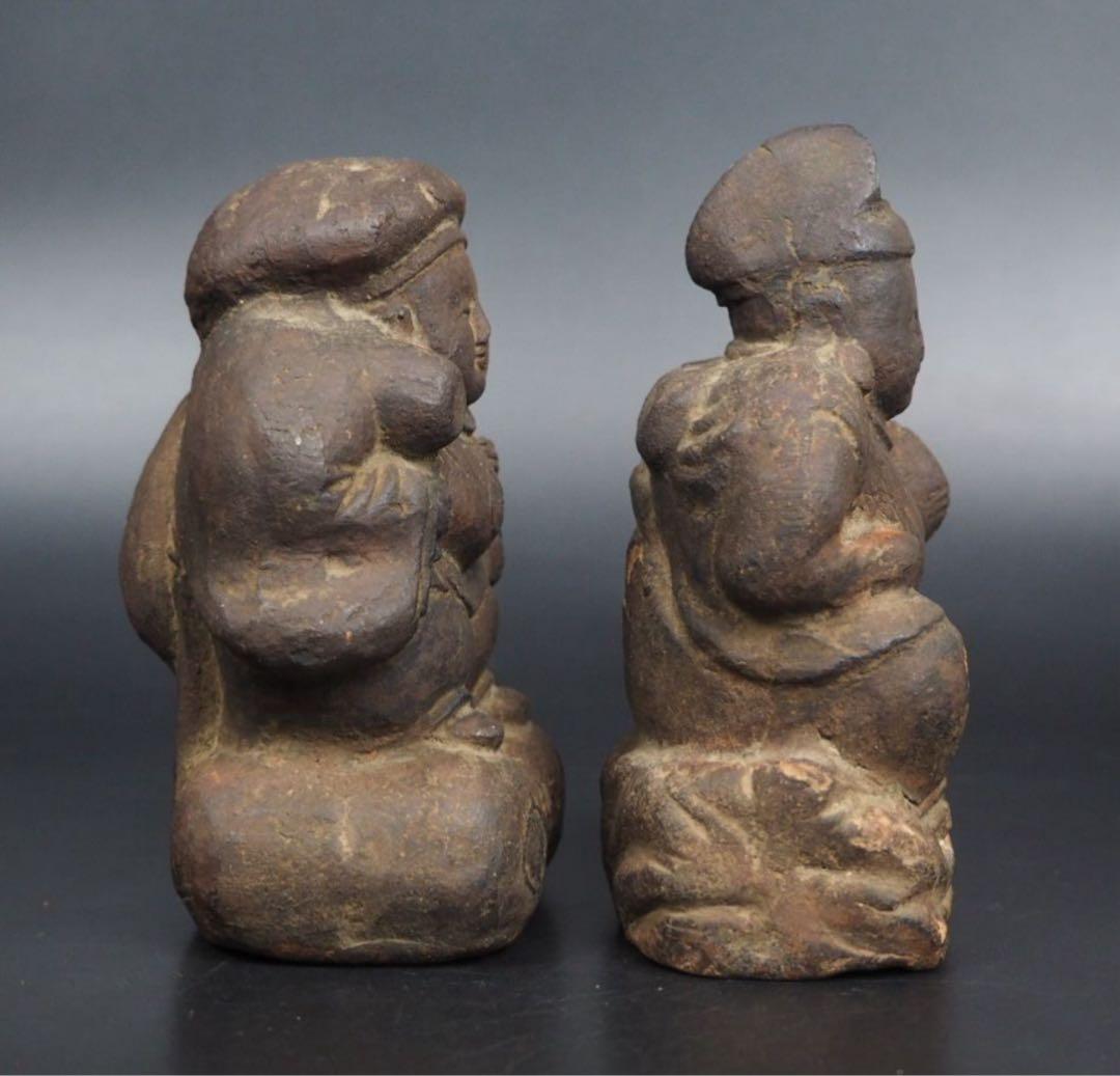 送料無料　江戸時代　焼き物 大黒様恵比寿様　高12ｃｍ