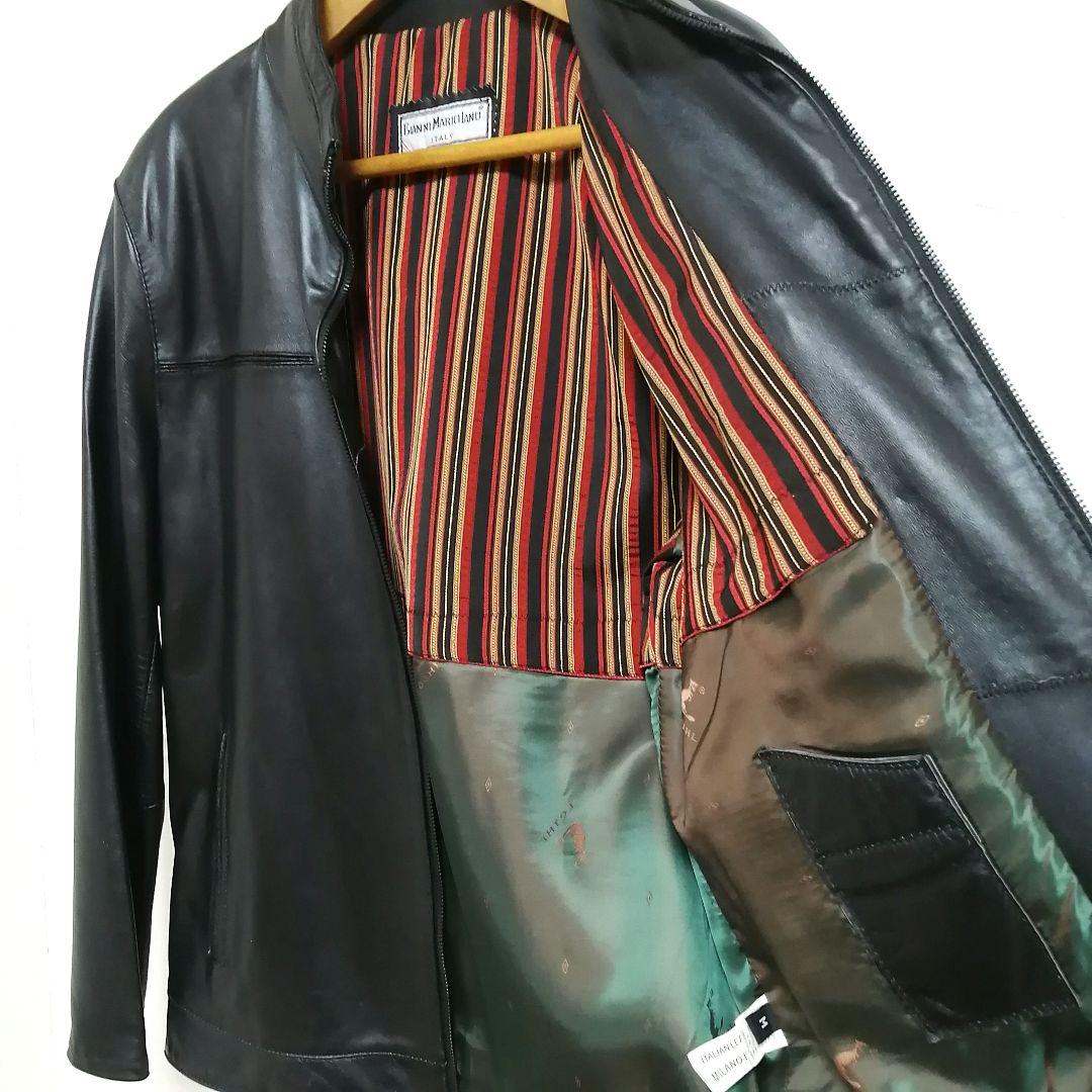 90sイタリア製レザーシングルライダースジャケットGIANNIMARIOLANO