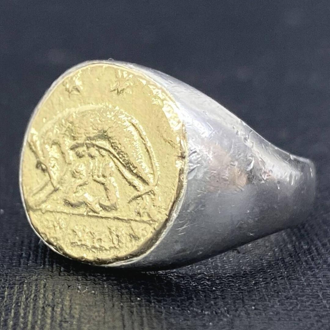 GIGI K18 アンティーク ローマン シルバーシグネットリング 17号