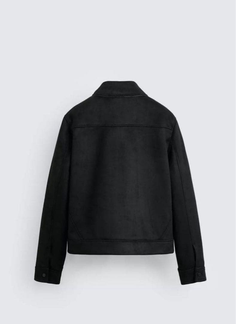 ZARA 黒 フェイクスエード トレンドジャケット