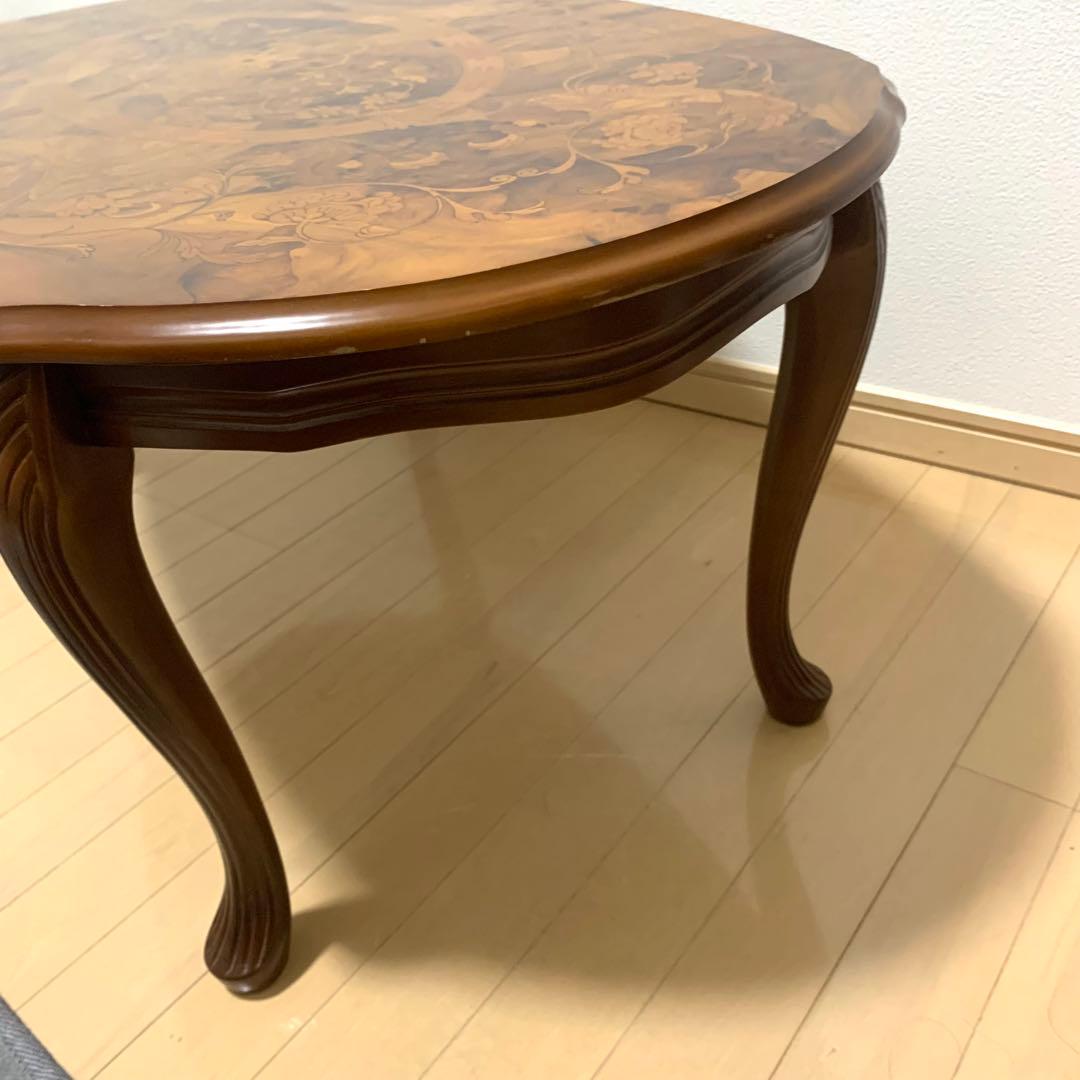 イタリア 象嵌　センターテーブル ロココ調 猫脚 エレガント アンティーク
