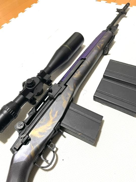 東京マルイm14 荒野行動スキン　紫鬼　動作確認済　多弾マガジン3本付　一点物