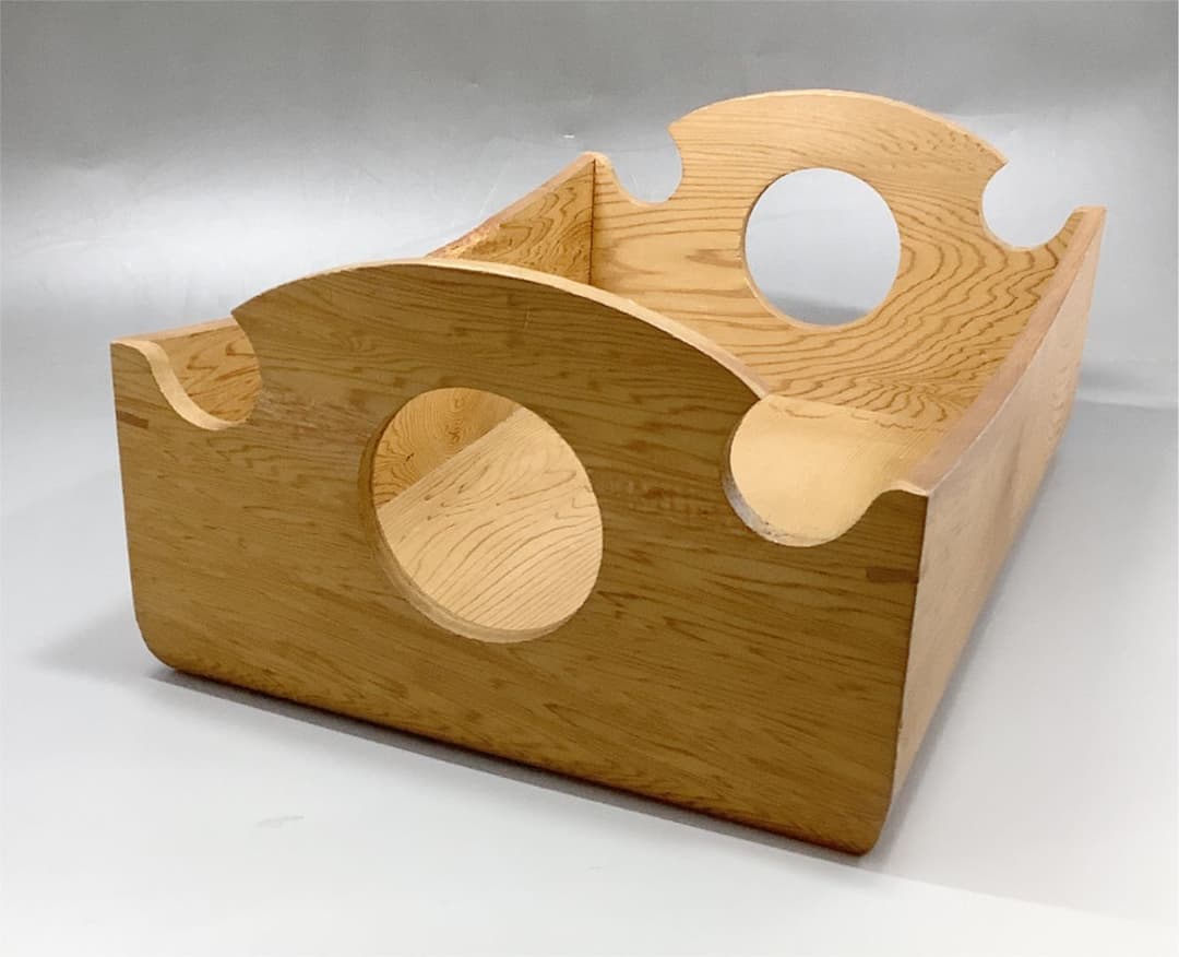 【茶道具】屋久杉鞍形莨盆 田原一斎作