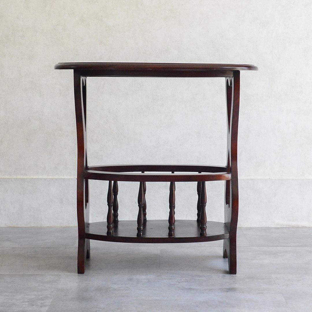 クラシック サイドテーブル オーバル マガジンラック ワインテーブル 雑誌収納