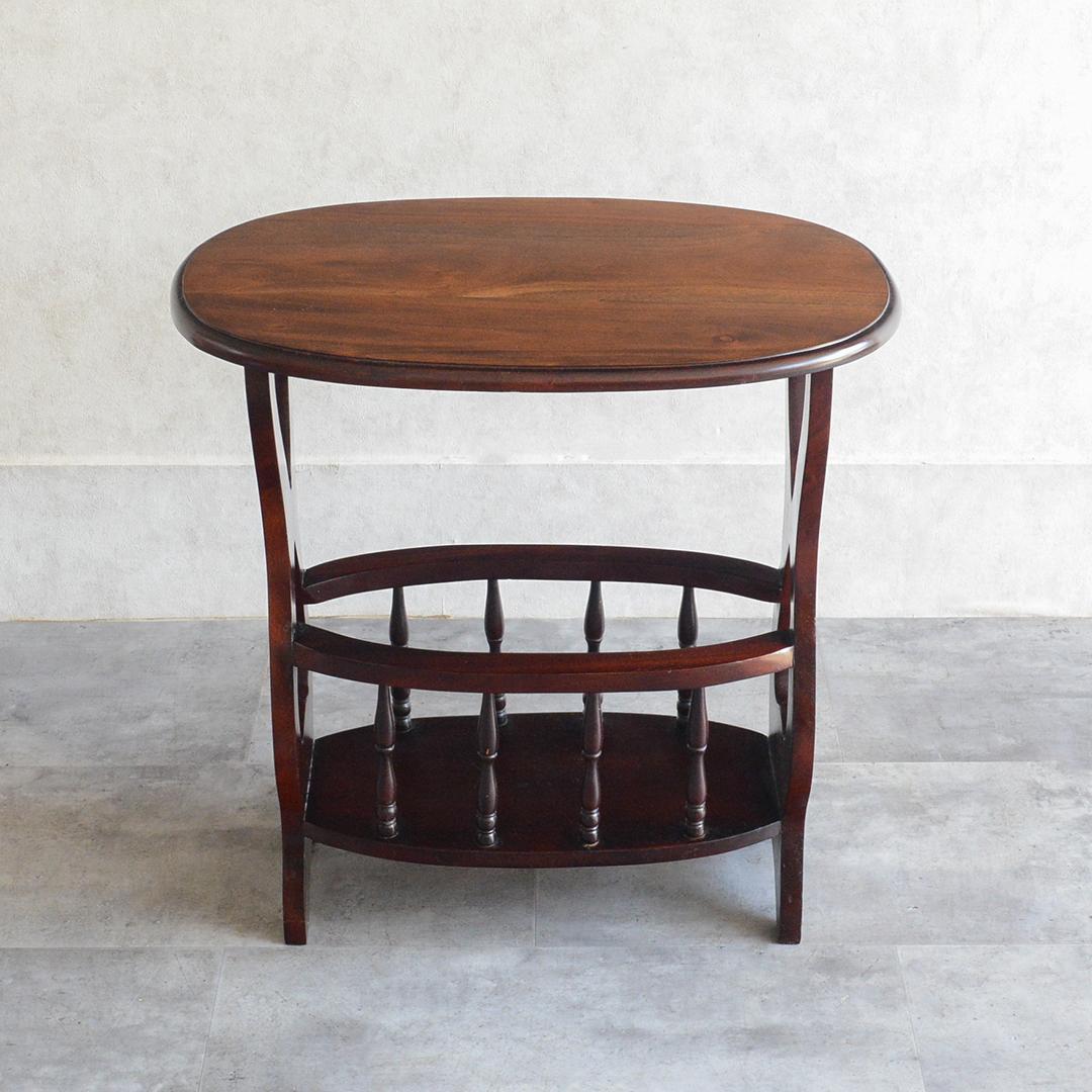 クラシック サイドテーブル オーバル マガジンラック ワインテーブル 雑誌収納