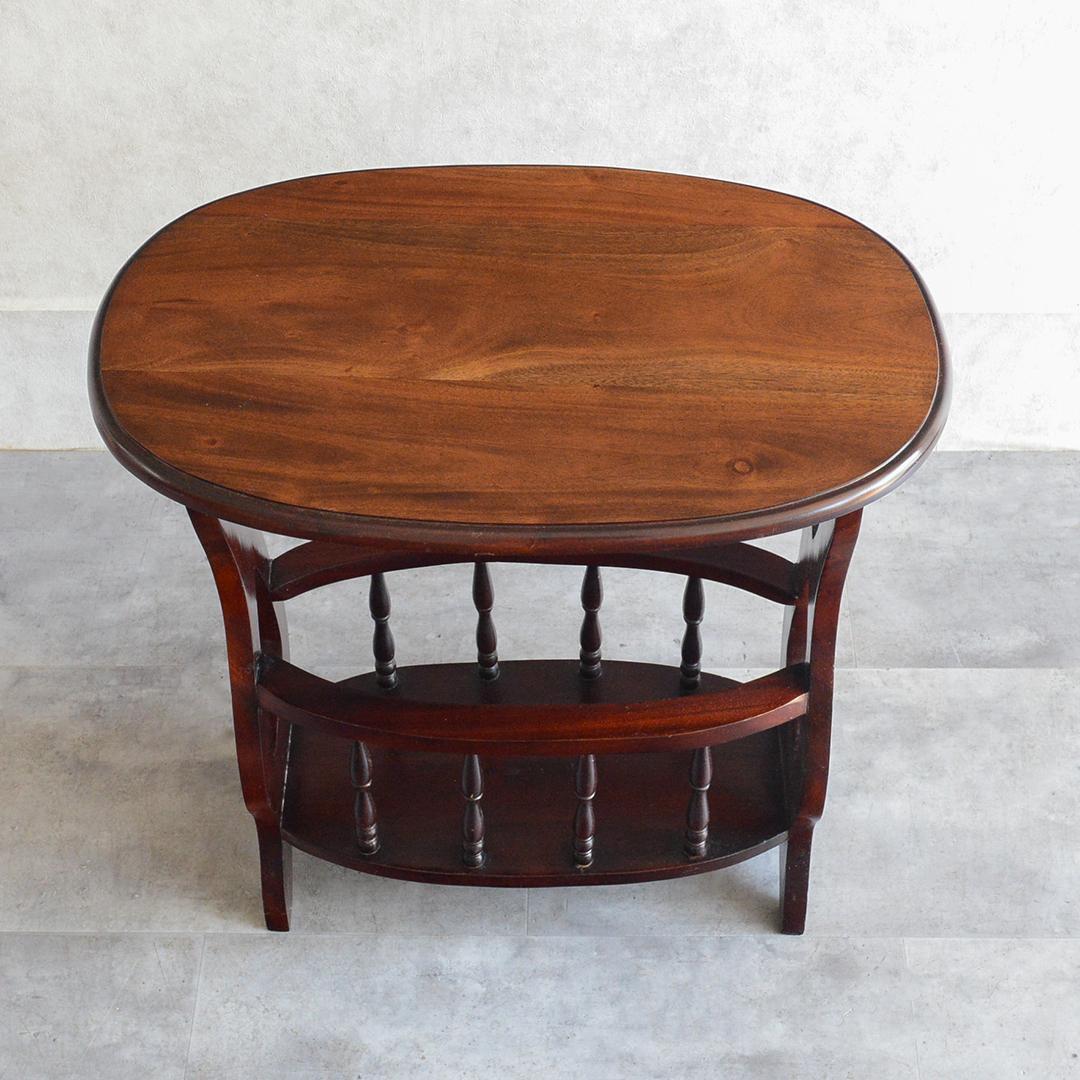 クラシック サイドテーブル オーバル マガジンラック ワインテーブル 雑誌収納