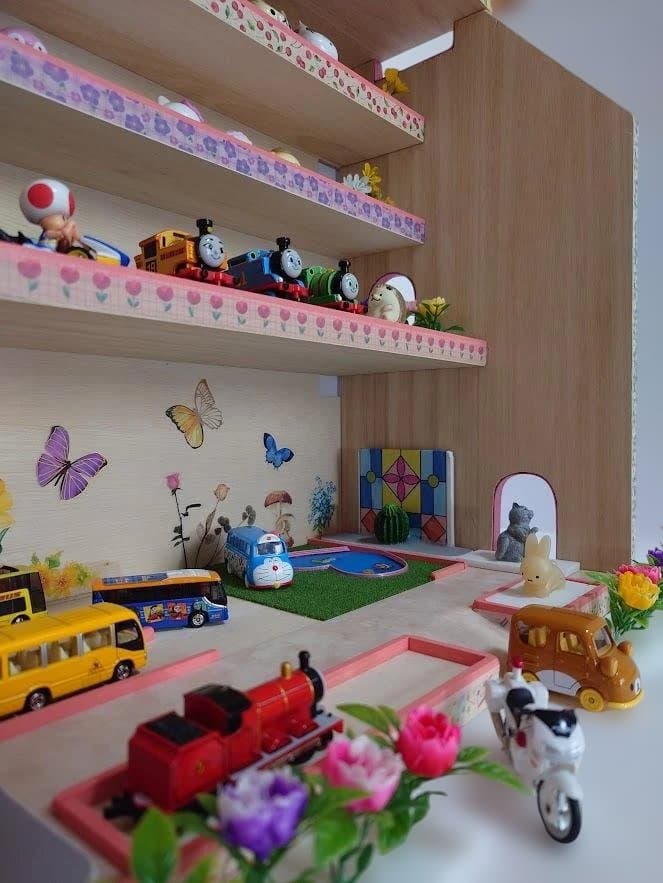 トミカ木製手作り駐車場（スモ－ルピンク）SP04